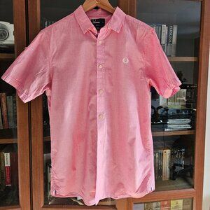 Fred Perry Men's Pink Short Sleeve Button Down Size M Slim